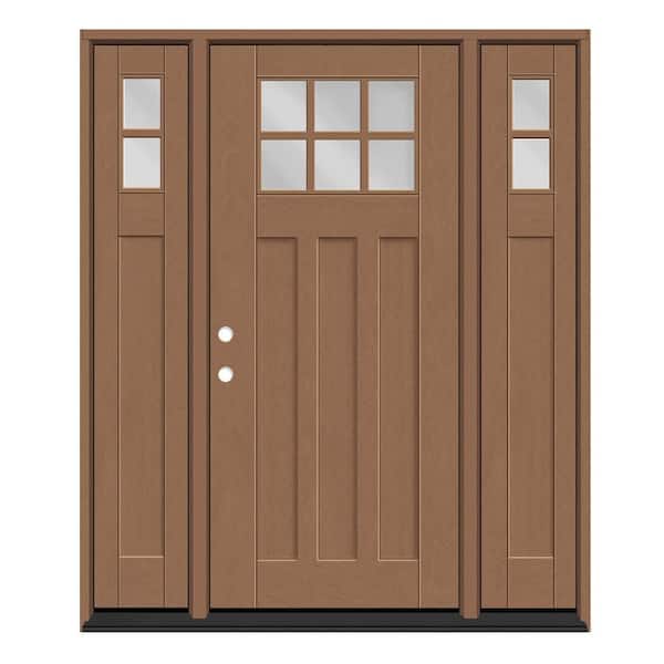 Regency 60 in. x 80 in. 6L Toplite Clear Glass RHIS Autumn Mahogany Fiberglass Prehung Front Door w/ 10in.SLs_4in.Jamb