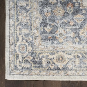 Gray 5 ft. x 7 ft. Oriental Power Loom Distressed Washable Area Rug