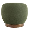 Spruce & Spring Noah Green Performance Fabric Swivel Accent Chair Modern Upholstered Round Barrel Arm Chair for Bedroom or Living Room SSAC72950-SD662-09