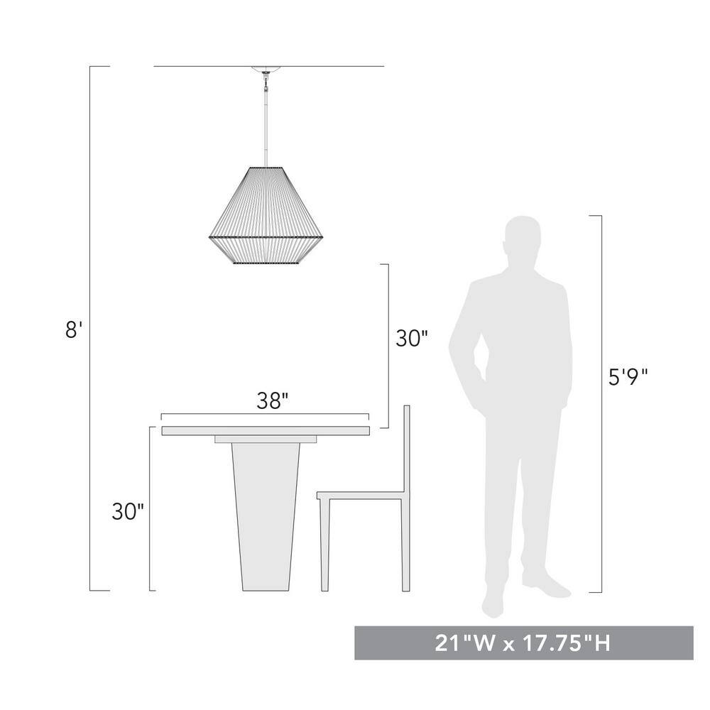Valentina Black Glass and Natural Raphia 4-Light Pendant