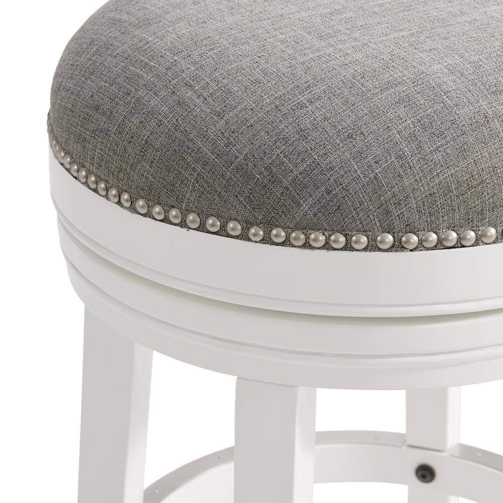 Clara White and Gray Swivel Backless Bar Stool