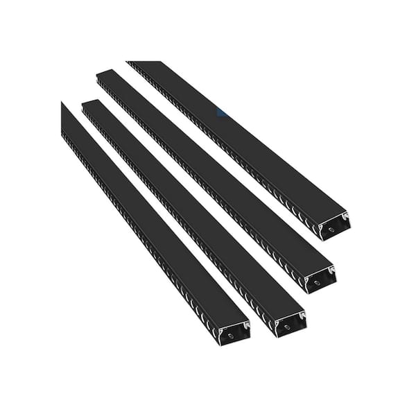 4-PCS 39"L x 1.6"W x 0.98"H Electrical Cable Management Raceway, PVC Cable Channel Open Slot Wire for Cords, Black