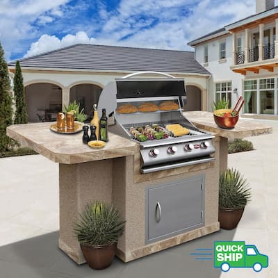 4-Burner Stainless Steel Propane Grill Island with 27 in. Access Door