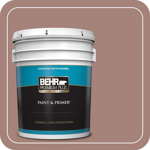 BEHR PREMIUM PLUS 5 gal. Home Decorators Collection #HDC-NT-07 Hickory Branch Satin Enamel Exterior Paint & Primer