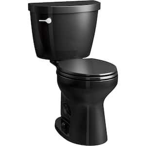 Cimarron 12 in. Rough In 2-Piece 1.6 GPF Single Flush Round Toilet in Black Black Seat Not Included