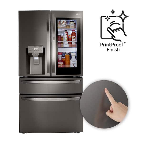 https://images.thdstatic.com/productImages/499f700f-26da-407e-9648-a5cb59cd97dc/svn/printproof-black-stainless-steel-lg-french-door-refrigerators-lrmvc2306d-4f_600.jpg