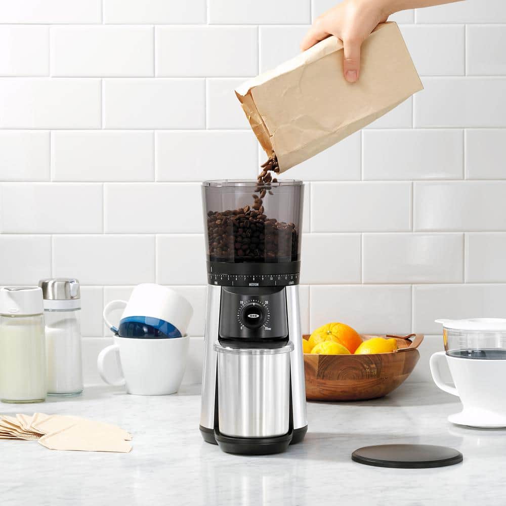 Silver Stainless Steel Conical Burr Coffee Grinder
