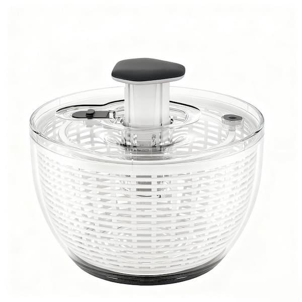 3.8 qt. Salad Spinner with 1-Handed Operation, Transparent Design, and High-Speed Drying for Fresh Vegetables in White