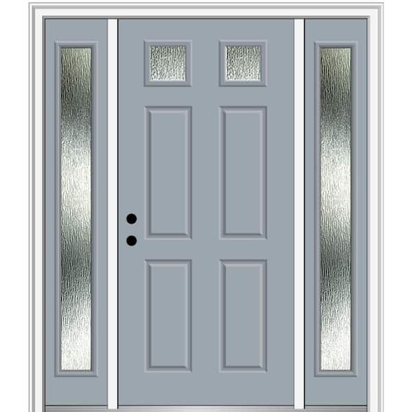 MMI Door 60 in. x 80 in. Right-Hand Inswing Rain Glass Storm Cloud Fiberglass Prehung Front Door on 4-9/16 in. Frame