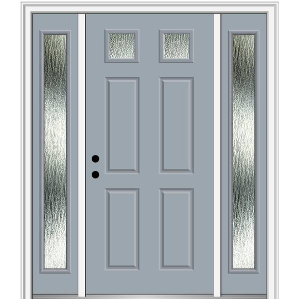 MMI Door Rain Glass 64 in. x 80 in. Right-Hand Inswing Storm Cloud Fiberglass Prehung Front Door on 6-9/16 in. Frame