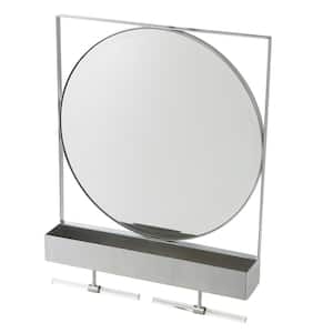 Alders 21.50 in. x 28.25 in. Modern Rectangle Framed Silver Decorative Mirror