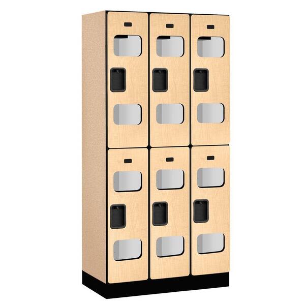 Salsbury Industries S-32000 Series 36 in. W x 76 in. H x 18 in. D 2-Tier See-Through Designer Wood Locker in Maple