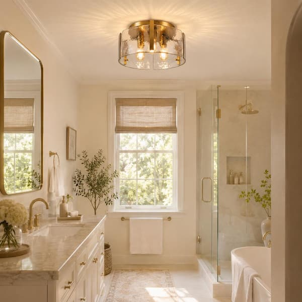 AVIANCE LIGHTING Oasis 16 in. 3-Light Antique Brass Semi Flush