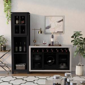 Sanders Black Accent Cabinet with Wine Rack