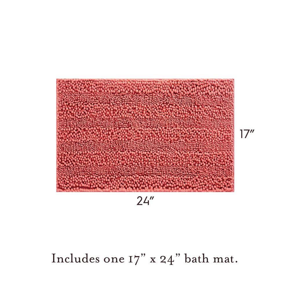Coral Chenille Non-Slip Bath Mat with Rubber Backing