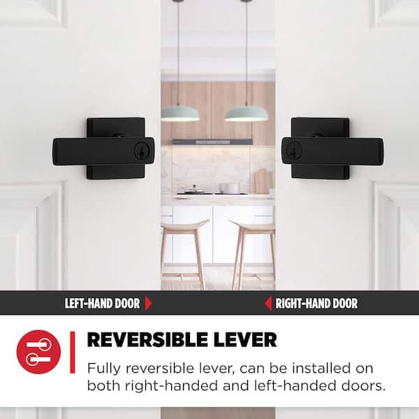 Kwikset Breton Square Matte Black Keyed Entry Door Handle