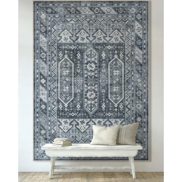 Blue 9 ft. 10 in. x 13 ft. Apollo Praha Vintage Global Tribal Area Rug