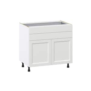 Alton 36 in. W x 24 in. D x 34.5 in. H Painted White Shaker Assembled Base Kitchen Cabinet with Two 5 in. Drawers