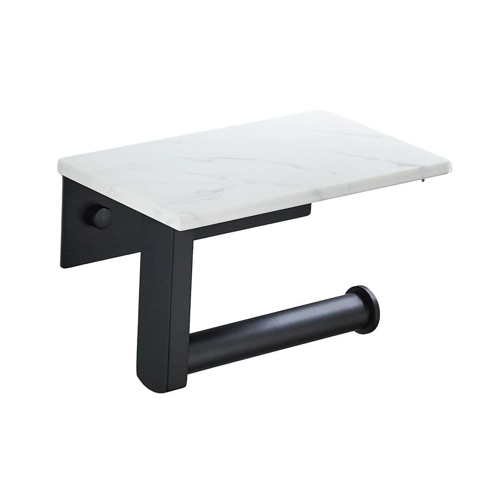 Wall Mount Single Post Toilet Paper Holder with Marble Shelf in Matte-Black price history on PriceWatchPro