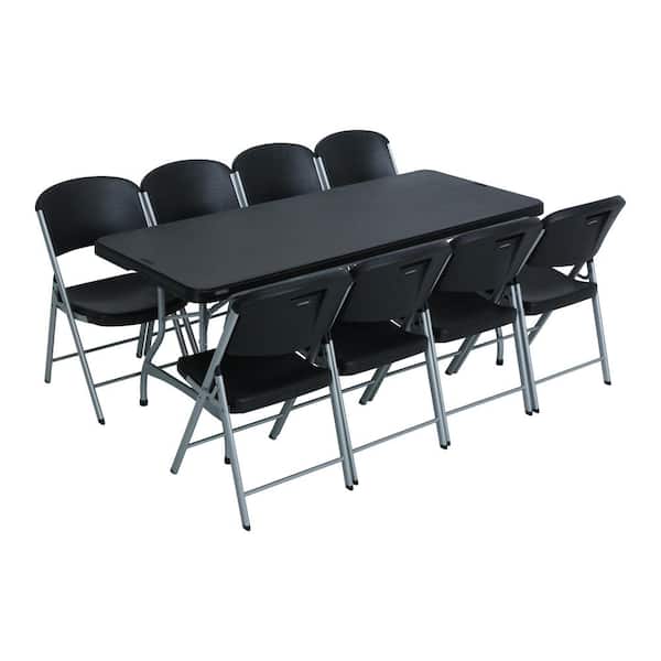 5pc Folding Table Set Black - Plastic Dev Group : Target