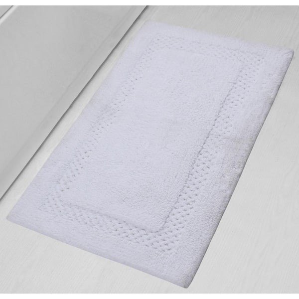 HOME WEAVERS INC Classy 100% Cotton Bath Rugs Set, 24 in. x40 in. Rectangle, White