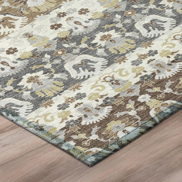 Chantille Machine Washable Indoor/Outdoor Abstract ACN2993 Ivory 5 ft. x 7 ft. 6 in. Area Rug