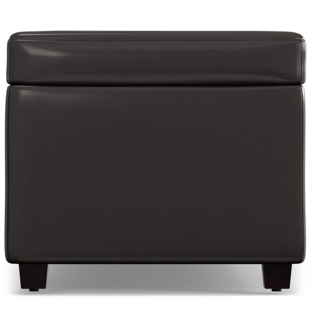 Tanners Brown Faux Leather Lift Top Storage Ottoman