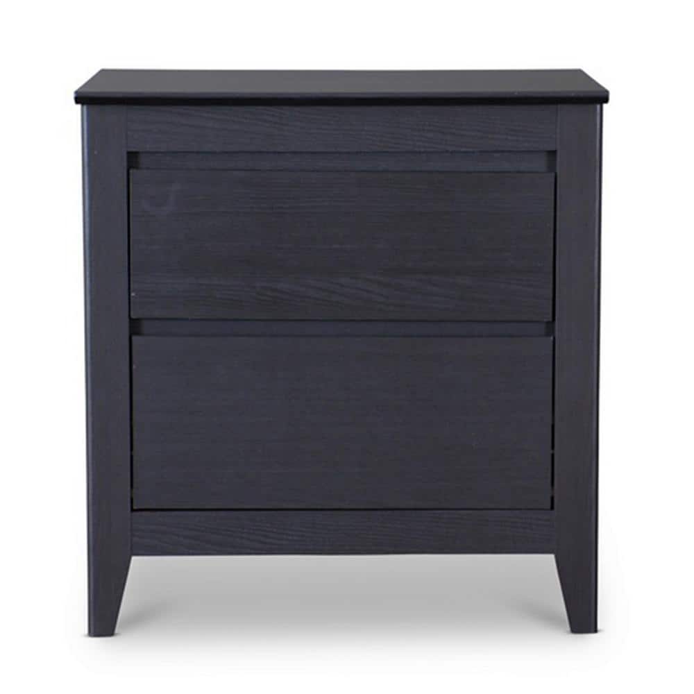 Espresso Contemporary 2-Drawer Nightstand with Angled Feet
