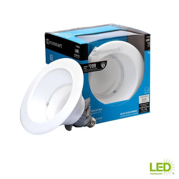 EcoSmart 65W Equivalent Daylight (5000K) BR30 6 in. Dimmable LED Downlight