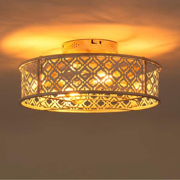 20 in. 4-Light White Universal No Include E26 Bulb Low Profile Fandelier Ceiling Fan Light Kit