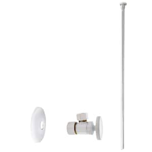 5/8 in. x 3/8 in. OD x 20 in. Flat Head Toilet Supply Line Kit with Round Handle Angle Shut Off Valve, Powder Coat White