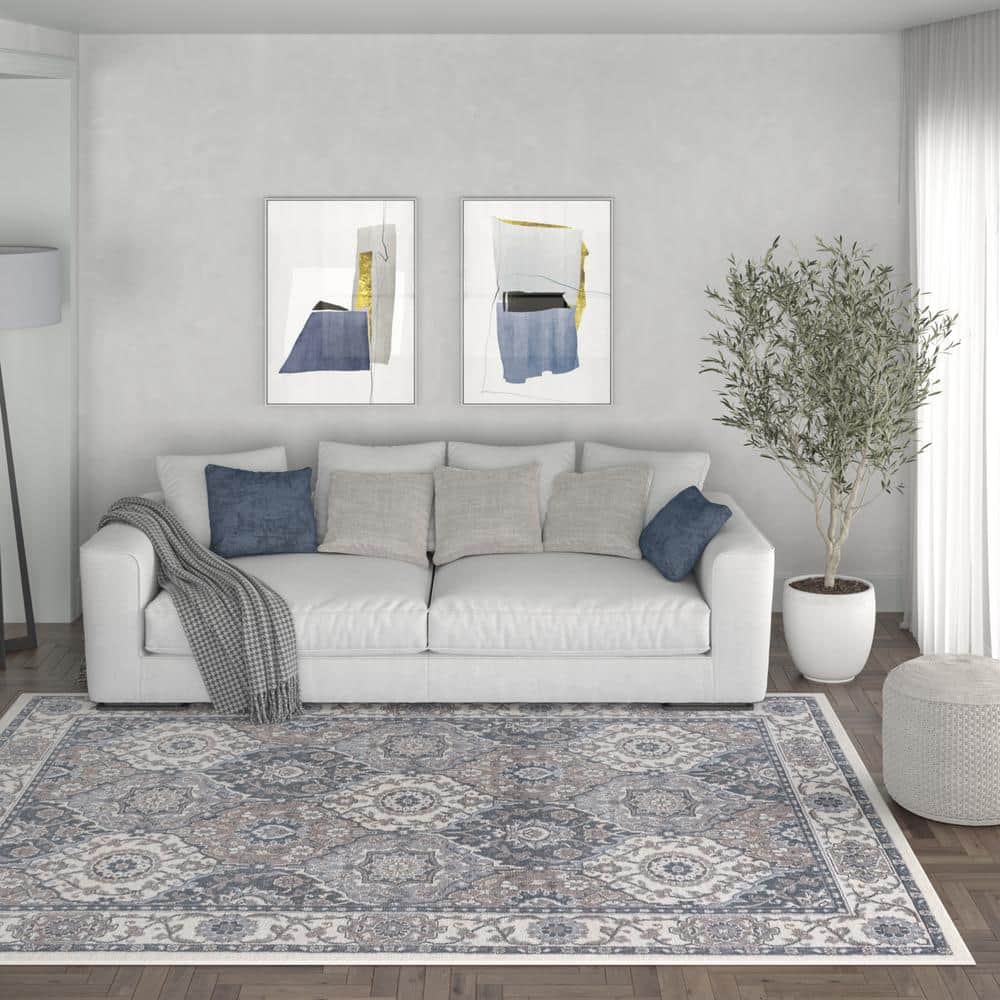 Madison Cream Rectangular Synthetic 5' x 7' Easy Care Rug