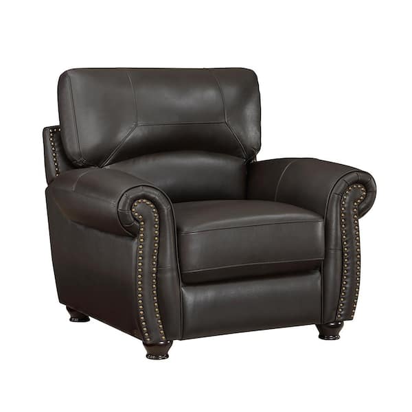 Lazzara Brennen Dark Brown Leather Arm Chair