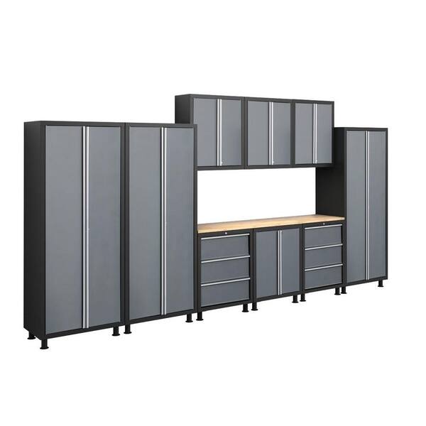 NewAge Products Bold Series 76 in. H x 168 in. W x 18 in. D Metal Cabinet Set in Gray (10 Piece)
