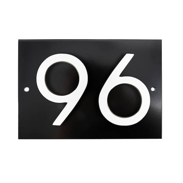Horizontal Floating Modern Address Plaque (4 in. Numbers-2 Characters)-Black/White