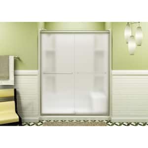 Finesse 55-60 in. x 70 in. Semi-Frameless Sliding Shower Door in Frosted Nickel with Handle