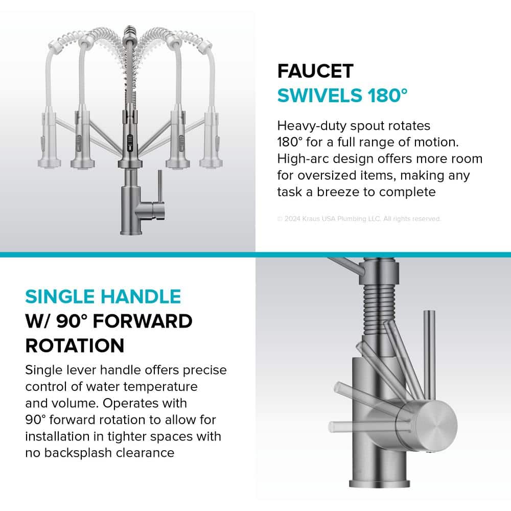 Matte Black Commercial Style Pull-Down Kitchen Faucet with Spray
