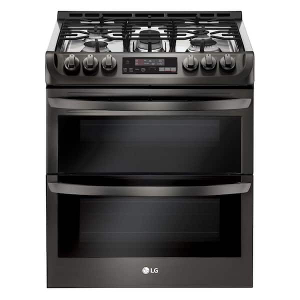 LG 6.9 cu. ft. Smart Double Oven Slide-In Gas Range with ProBake Convection & EasyClean in Black Stainless Steel