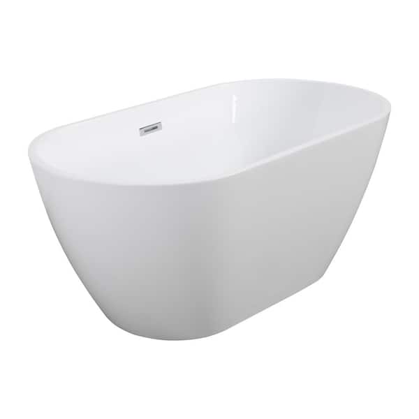 Aoibox Smooth 67.00 in. x 29.53 in Soaking Bathtub with Center Drain in White