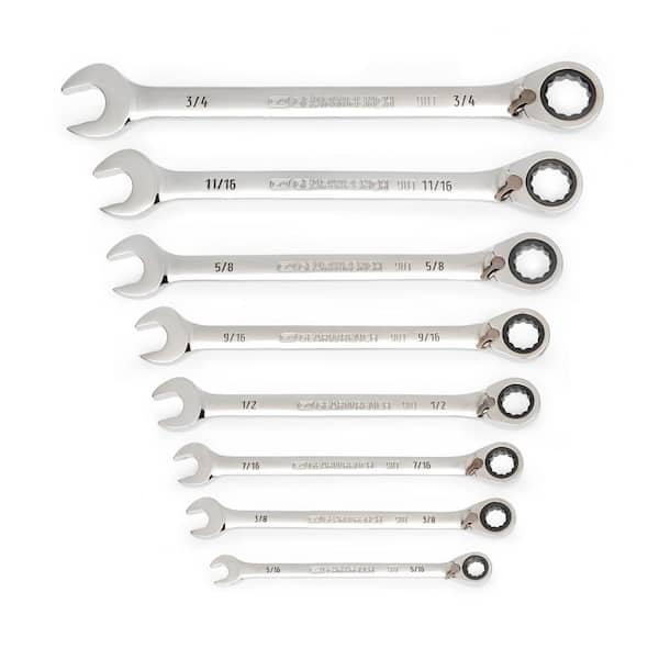 SAE 90-Tooth Reversible Combination Ratcheting Wrench Set (8-Piece)