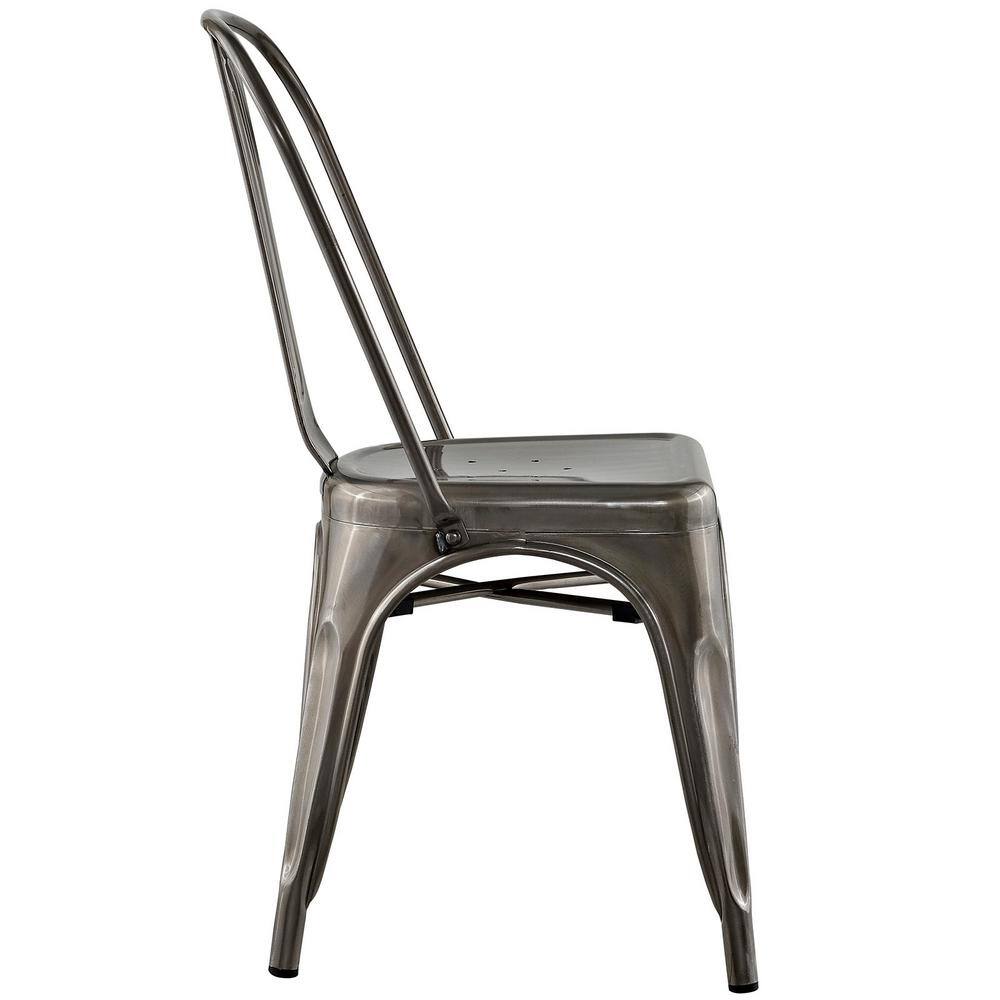 Gunmetal High Back Metal Side Chair