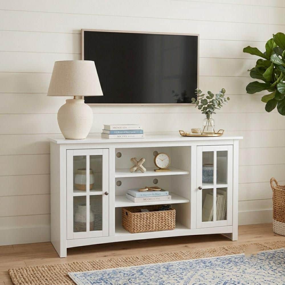 International Concepts White Solid Wood 48 in. Wide TV Stand TV08