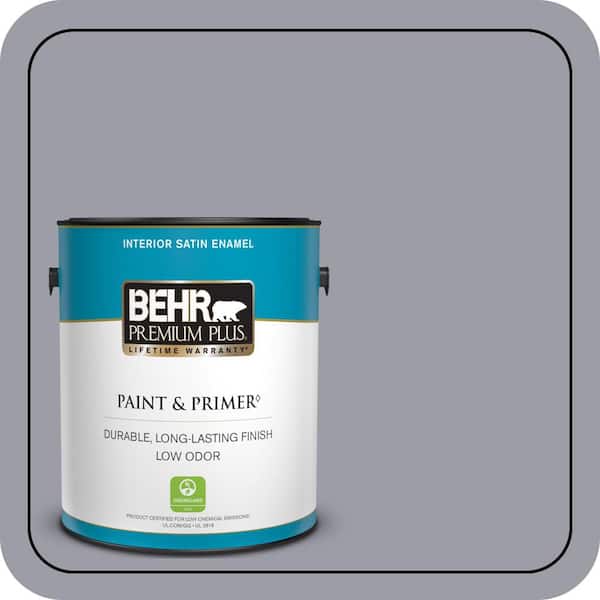 BEHR PREMIUM PLUS 1 gal. #BNC-09 Heather Gray Satin Enamel Low Odor Interior Paint & Primer