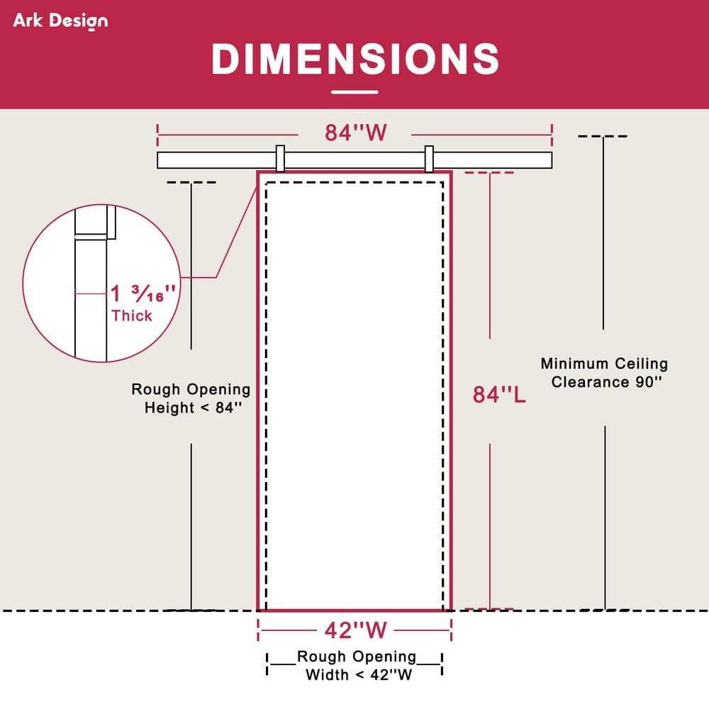 42" x 84" White MDF Sliding Barn Door with Black Hardware Kit