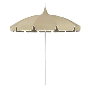 8.5 ft. White Aluminum Commercial Pagoda Market Patio Umbrella with Fiberglass Ribs in Antique Beige Sunbrella