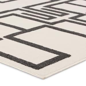 Odion 4 ft. x 6 ft. White/Charcoal Geometric Indoor/Outdoor Area Rug