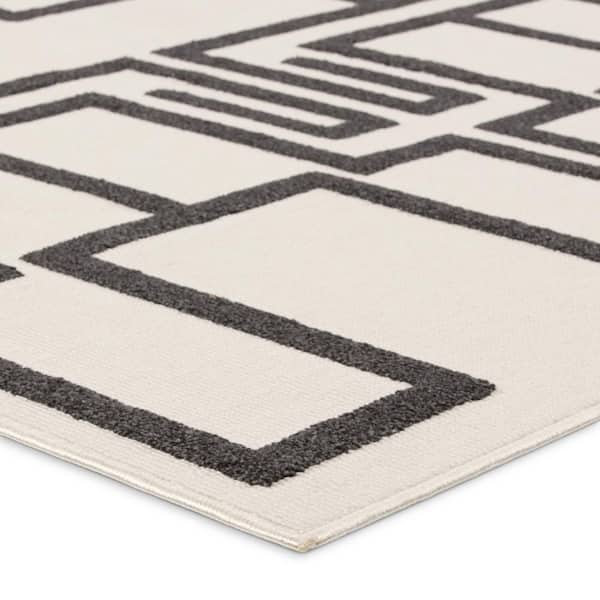 Odion 8 ft. x 10 ft. White/Charcoal Geometric Indoor/Outdoor Area Rug