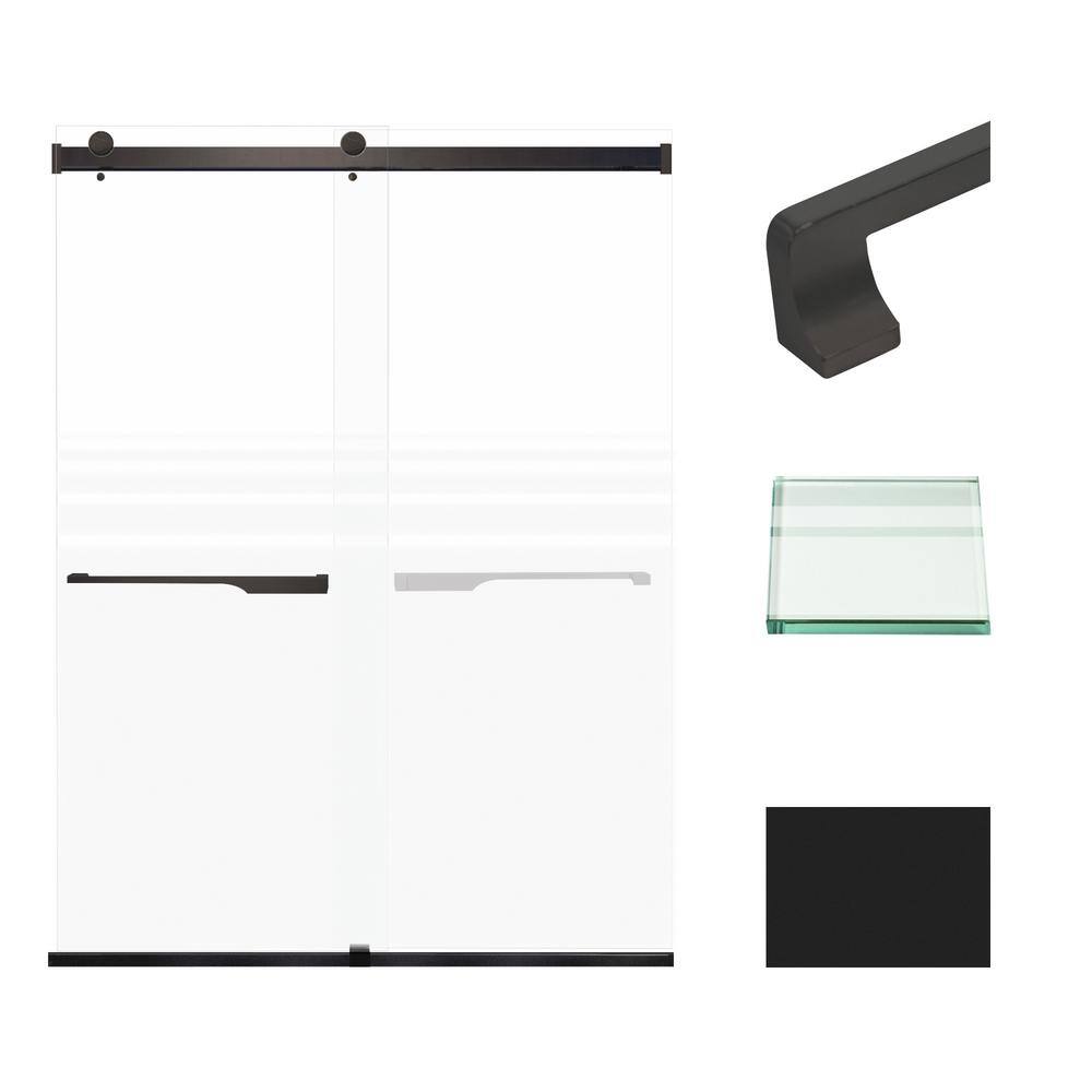 Brianna 60" x 80" Matte Black Frameless Sliding Shower Door