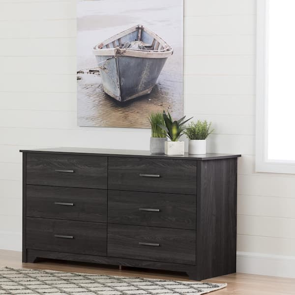 dark grey oak dresser Galano 5 Drawer Dresser with Interlocking Drawers Dark Grey Oak 31.3