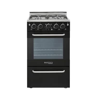 Prestige 20 in. 1.6 cu. ft. Gas Range with Convection Oven and Sealed Burners in Black